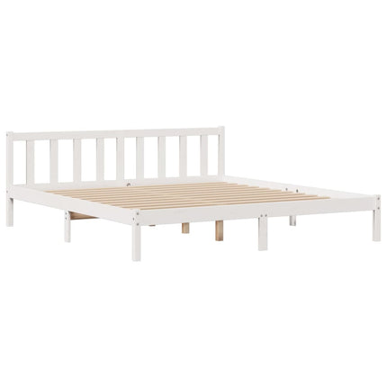 seng med reol uden madras 180x200 cm massivt fyrretræ hvid
