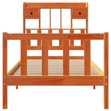 seng med reol uden madras 100x200cm massivt fyrretræ gyldenbrun