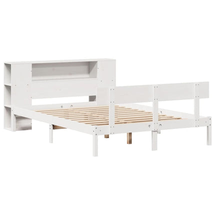 seng med reol uden madras 150x200 cm massivt fyrretræ hvid