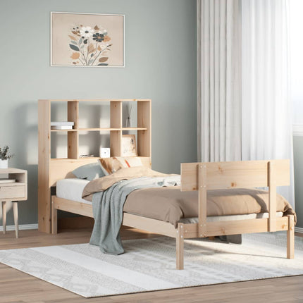 seng med reol uden madras 90x200 cm massivt fyrretræ