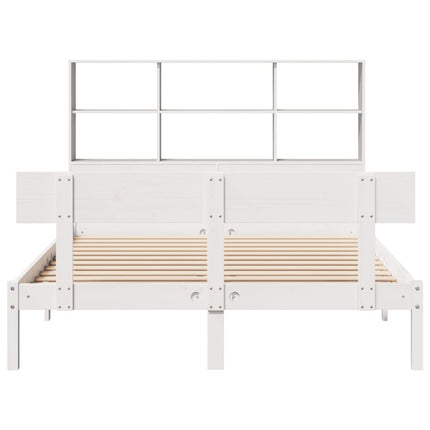 seng med reol uden madras 160x200 cm massivt fyrretræ hvid