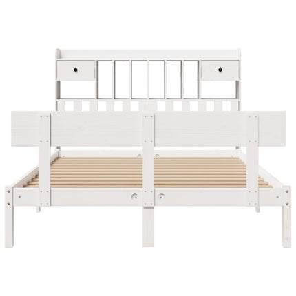 seng med reol uden madras 140x190 cm massivt fyrretræ hvid