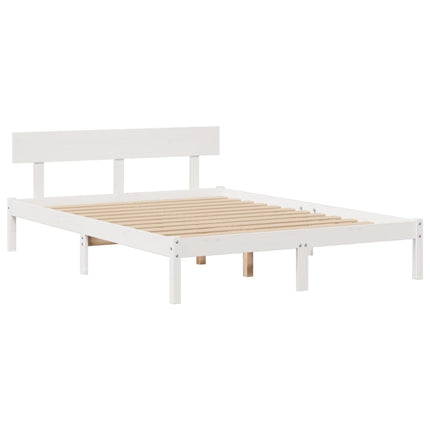 seng med reol uden madras 150x200 cm massivt fyrretræ hvid