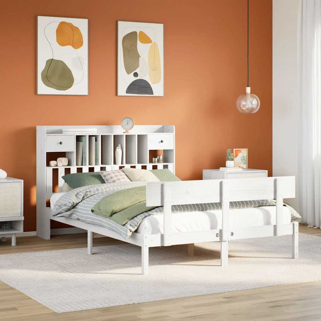 seng med reol uden madras 160x200 cm massivt fyrretræ hvid