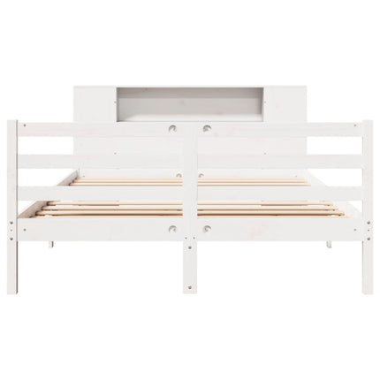 seng med reol uden madras 135x190 cm massivt fyrretræ hvid
