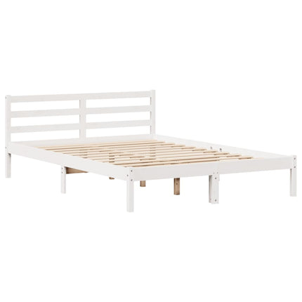 seng med reol uden madras 135x190 cm massivt fyrretræ hvid