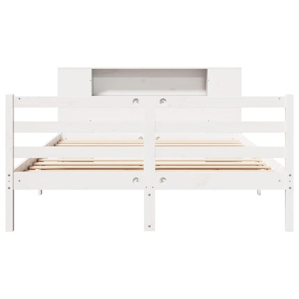 seng med reol uden madras 150x200 cm massivt fyrretræ hvid