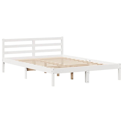 seng med reol uden madras 150x200 cm massivt fyrretræ hvid