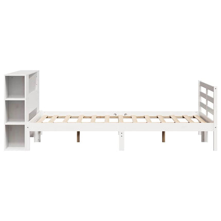 seng med reol uden madras 150x200 cm massivt fyrretræ hvid