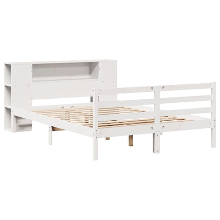 seng med reol uden madras 160x200 cm massivt fyrretræ hvid