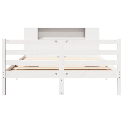seng med reol uden madras 160x200 cm massivt fyrretræ hvid