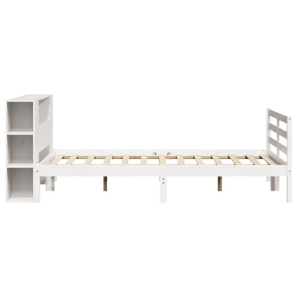 seng med reol uden madras 160x200 cm massivt fyrretræ hvid