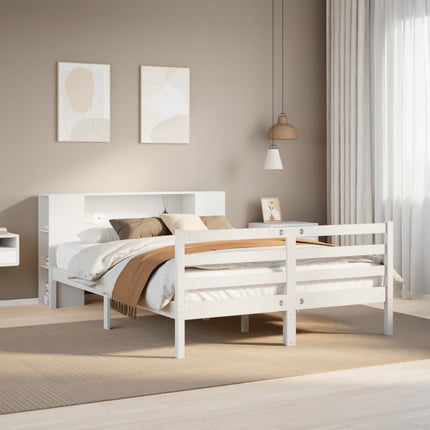 seng med reol uden madras 160x200 cm massivt fyrretræ hvid