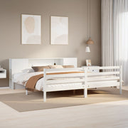 seng med reol uden madras 200x200 cm massivt fyrretræ hvid