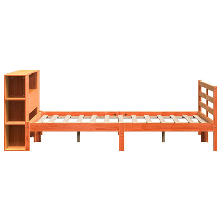 seng med reol uden madras 135x190cm massivt fyrretræ gyldenbrun