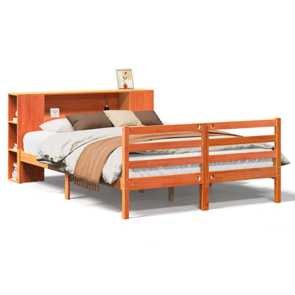 seng med reol uden madras 140x200cm massivt fyrretræ gyldenbrun