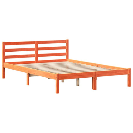 seng med reol uden madras 140x200cm massivt fyrretræ gyldenbrun