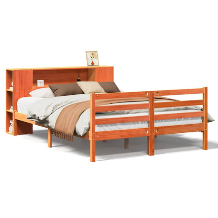 seng med reol uden madras 150x200cm massivt fyrretræ gyldenbrun