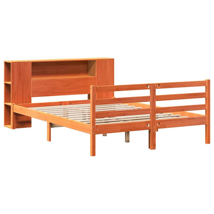 seng med reol uden madras 150x200cm massivt fyrretræ gyldenbrun