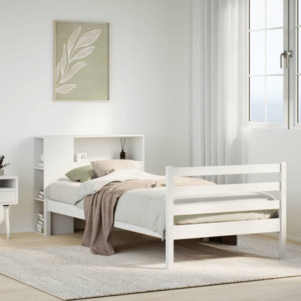 seng med reol uden madras 75x190 cm massivt fyrretræ hvid