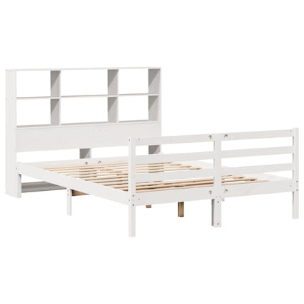 seng med reol uden madras 160x200 cm massivt fyrretræ hvid