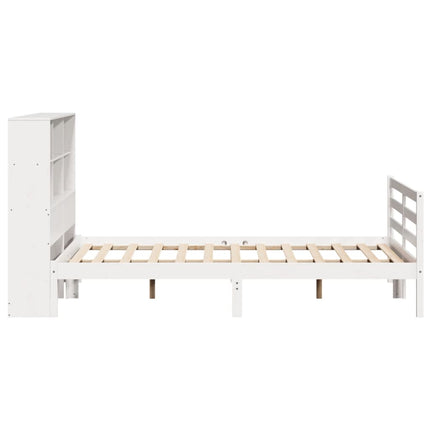 seng med reol uden madras 160x200 cm massivt fyrretræ hvid