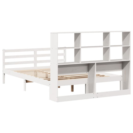 seng med reol uden madras 160x200 cm massivt fyrretræ hvid