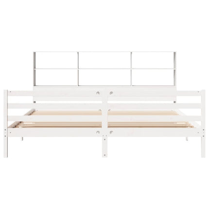 seng med reol uden madras 180x200 cm massivt fyrretræ hvid