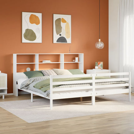seng med reol uden madras 180x200 cm massivt fyrretræ hvid
