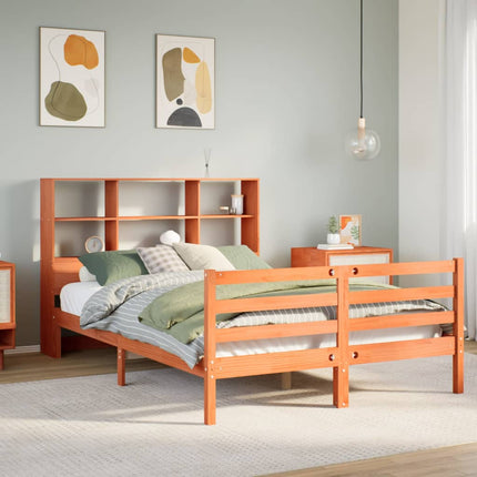 seng med reol uden madras 120x190cm massivt træ gyldenbrun
