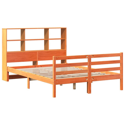 seng med reol uden madras 140x200 cm massivt træ gyldenbrun