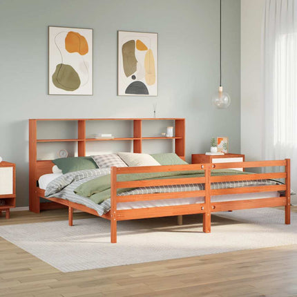 seng med reol uden madras 200x200 cm massivt træ gyldenbrun