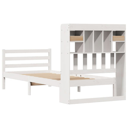 seng med reol uden madras 75x190 cm massivt fyrretræ hvid