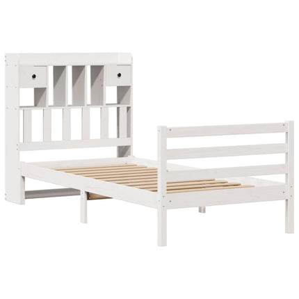 seng med reol uden madras 90x190 cm massivt fyrretræ hvid