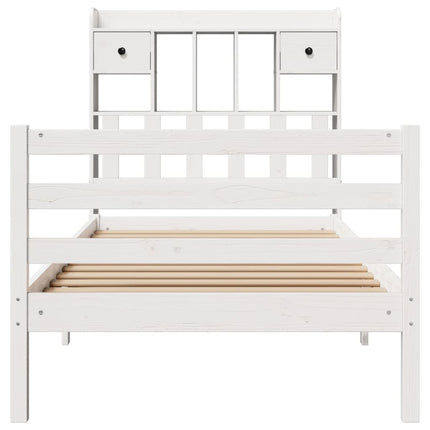 seng med reol uden madras 90x190 cm massivt fyrretræ hvid