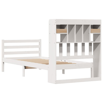 seng med reol uden madras 90x190 cm massivt fyrretræ hvid