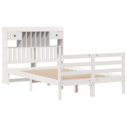 seng med reol uden madras 135x190 cm massivt fyrretræ hvid