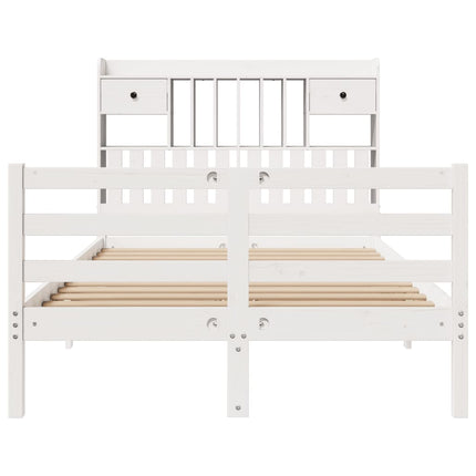 seng med reol uden madras 135x190 cm massivt fyrretræ hvid
