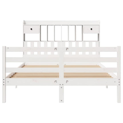 seng med reol uden madras 150x200 cm massivt fyrretræ hvid