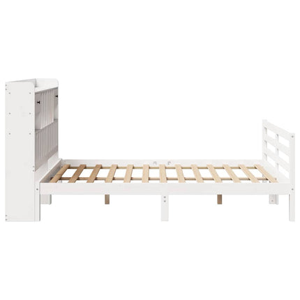 seng med reol uden madras 150x200 cm massivt fyrretræ hvid