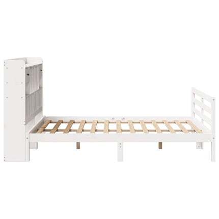 seng med reol uden madras 160x200 cm massivt fyrretræ hvid