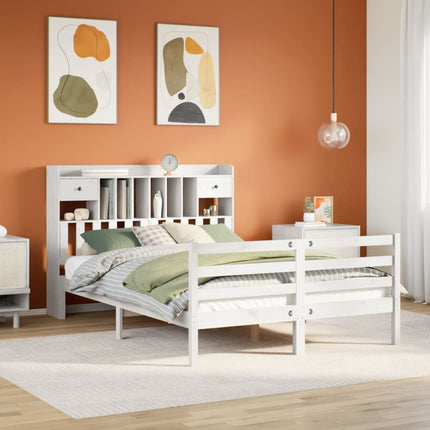 seng med reol uden madras 160x200 cm massivt fyrretræ hvid