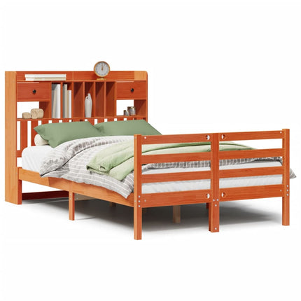 seng med reol uden madras 135x190cm massivt fyrretræ gyldenbrun