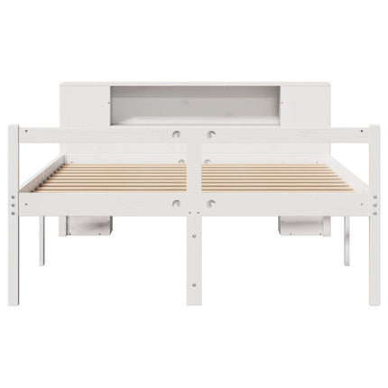 seng med reol uden madras 120x190 cm massivt fyrretræ hvid