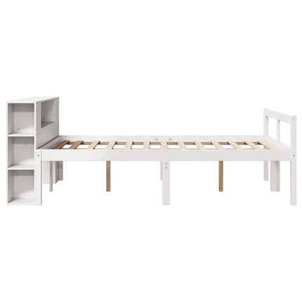 seng med reol uden madras 120x190 cm massivt fyrretræ hvid