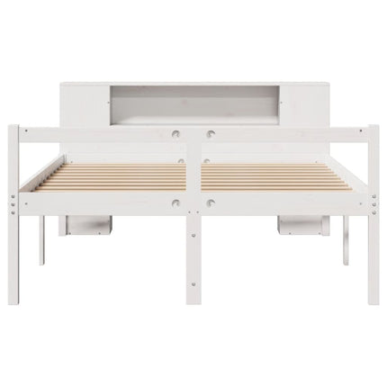 seng med reol uden madras 120x200 cm massivt fyrretræ hvid