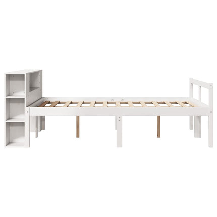 seng med reol uden madras 120x200 cm massivt fyrretræ hvid