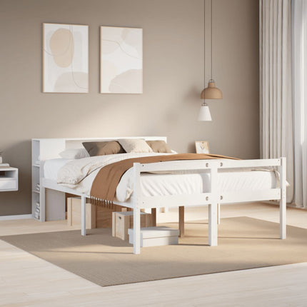 seng med reol uden madras 120x200 cm massivt fyrretræ hvid
