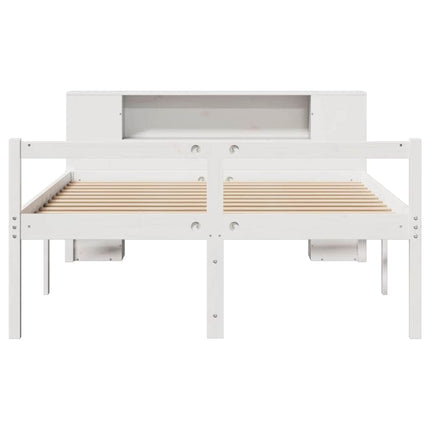 seng med reol uden madras 160x200 cm massivt fyrretræ hvid