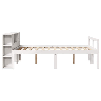 seng med reol uden madras 160x200 cm massivt fyrretræ hvid